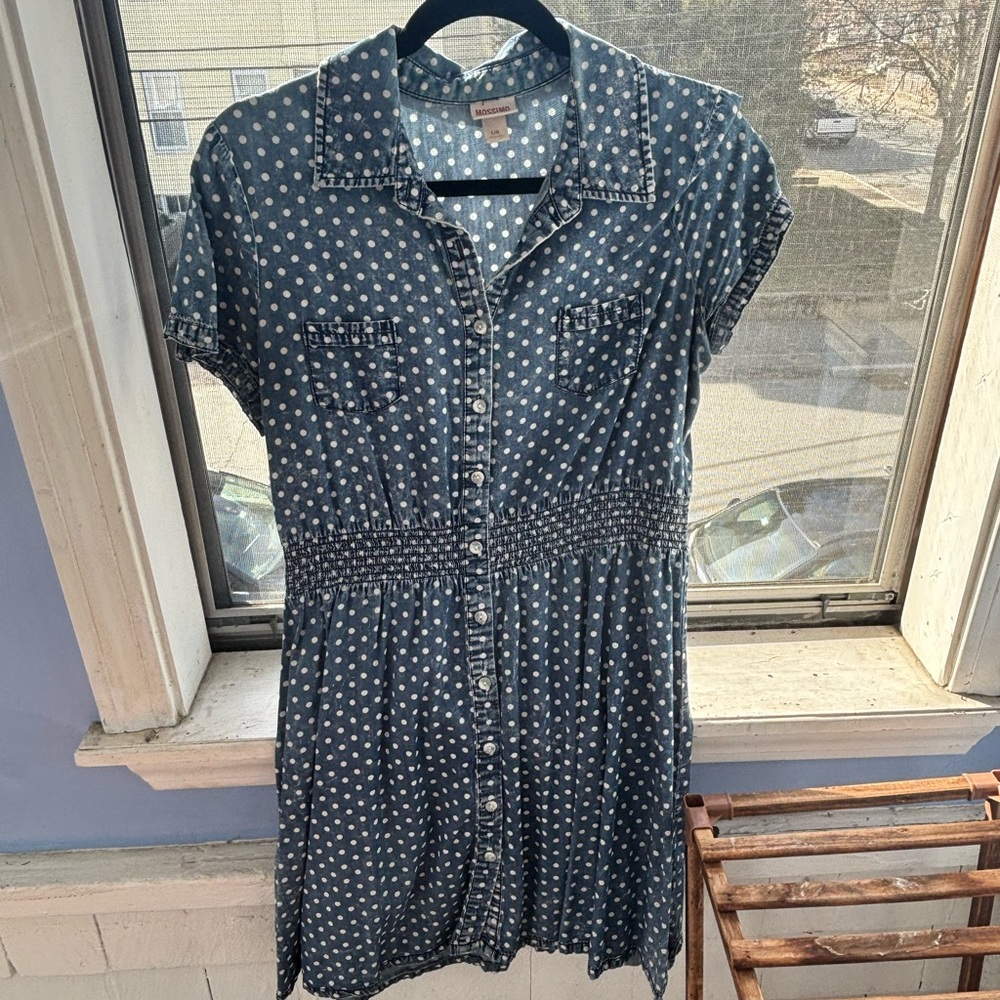 Denim Polka Dot Midi Dress